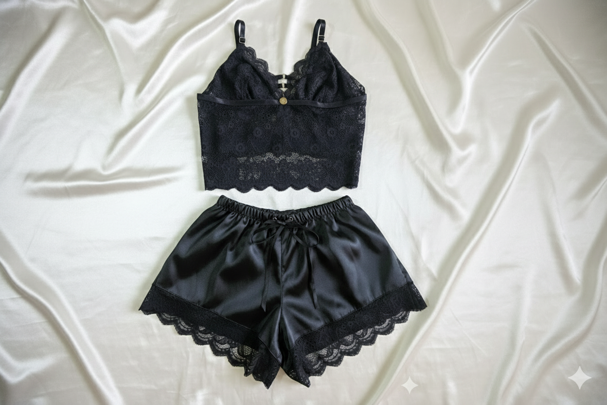 Pijama Short Satín & Encaje